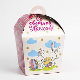 Коробка подарочная пасхальная «Крольчата», 17×17×26 см