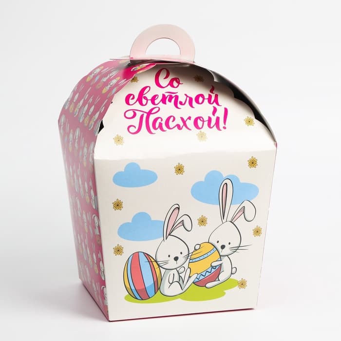 Коробка подарочная пасхальная «Крольчата», 17×17×26 см