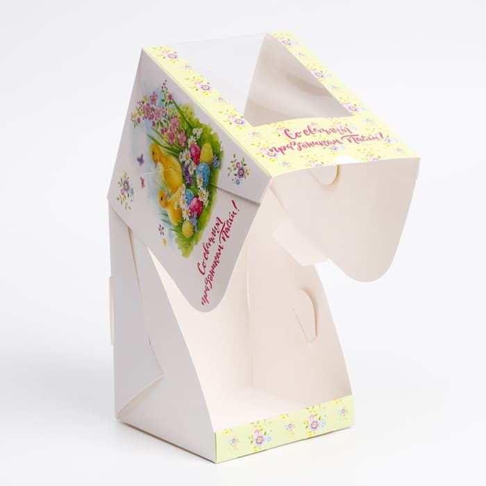 Коробка подарочная пасхальная с окном «Цыплята», 12.5×9.5×9.5 см