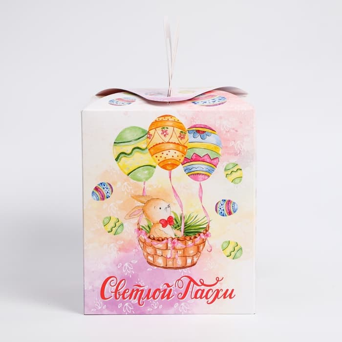 Коробка подарочная пасхальная «Пасхальная корзинка с кроликом», 15×15×18 см