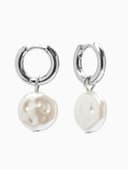 Серьги со съёмным элементом «Трансформер» жемчужный диск, цвет белый в серебре