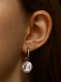 Серьги со съёмным элементом «Трансформер» жемчужный диск, цвет белый в серебре