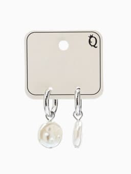 Серьги со съёмным элементом «Трансформер» жемчужный диск, цвет белый в серебре