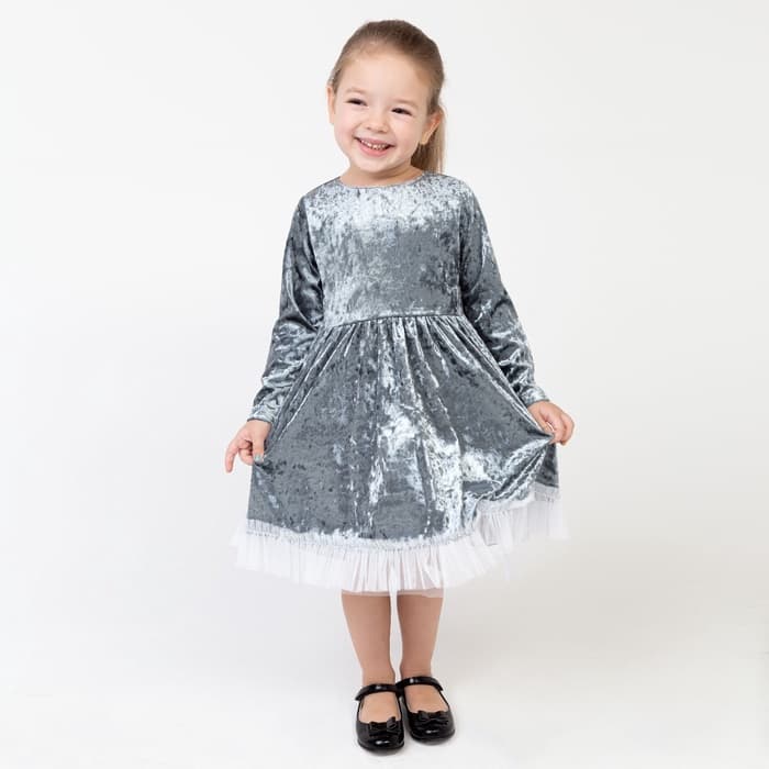 Платье нарядное для девочки KAFTAN «Куколка», серо-голубое, рост 86-92 см