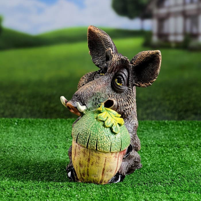 Садовая фигура из полистоуна «Кабан с жёлудем», 22×15×28 см