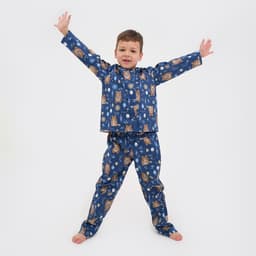 Пижама детская: рубашка, брюки KAFTAN «Мишки», синяя, рост 110-116 см