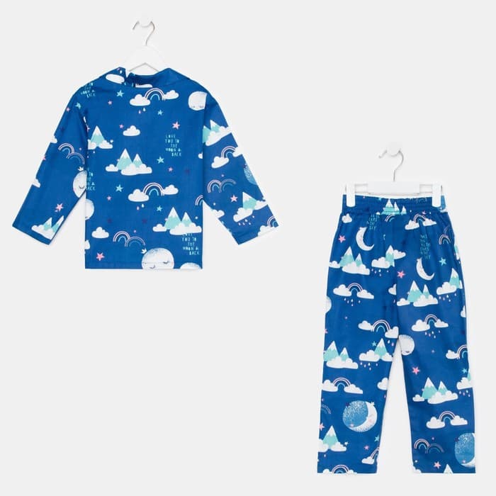 Пижама детская: рубашка, брюки KAFTAN «Луна», синяя, рост 98-104 см