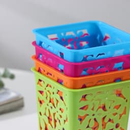 Корзина для хранения «Цветы», пластик, 9×9×10 см, МИКС