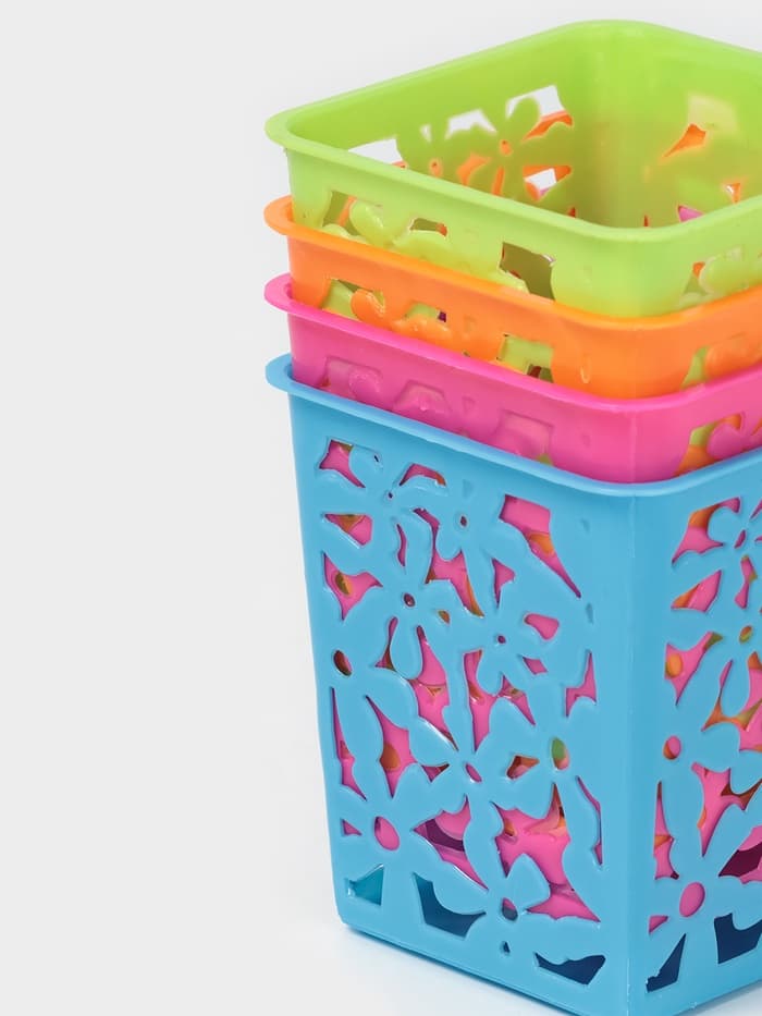 Корзина для хранения «Цветы», пластик, 9×9×10 см, МИКС