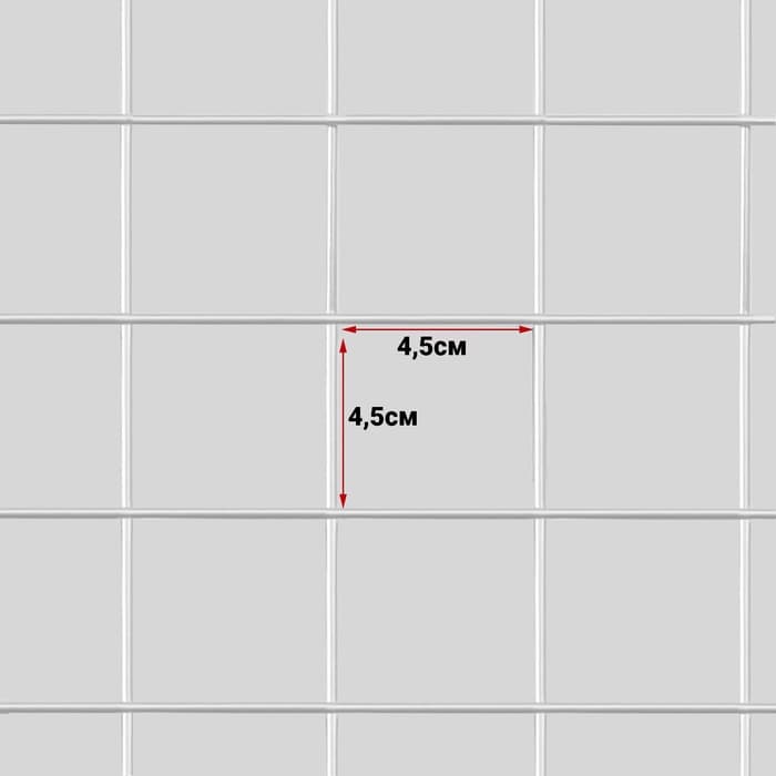 Сетка торговая 100×200 см, окантовка 6 мм, пруток - 4 мм, белая, (порошковое покрытие)