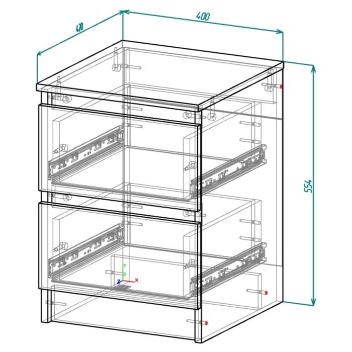 Тумба прикроватная «Клик Мебель. Мадера», 2 ящика, 400×420×554 мм, цвет белый