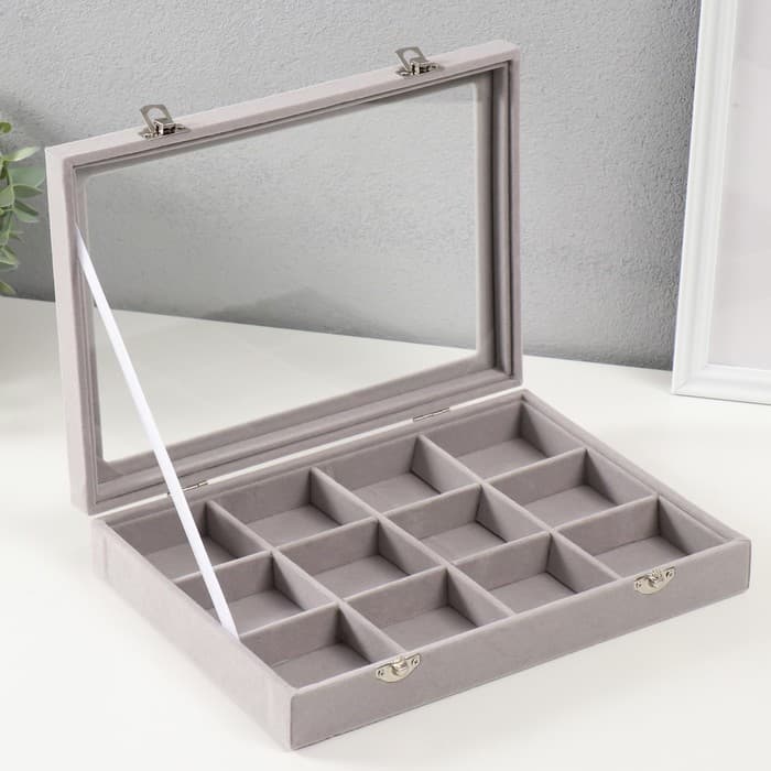 Шкатулка для браслетов «Серый туман», бархат, 5×20×28 см