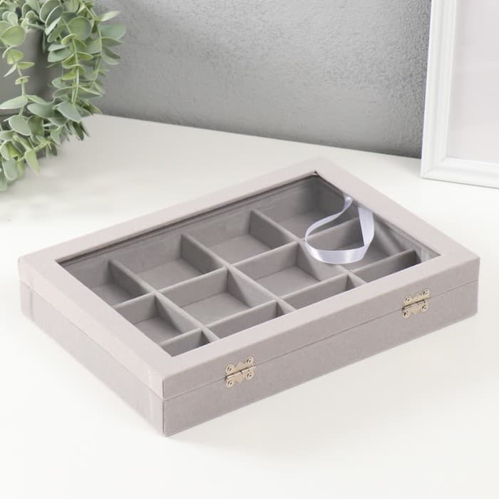 Шкатулка для браслетов «Серый туман», бархат, 5×20×28 см