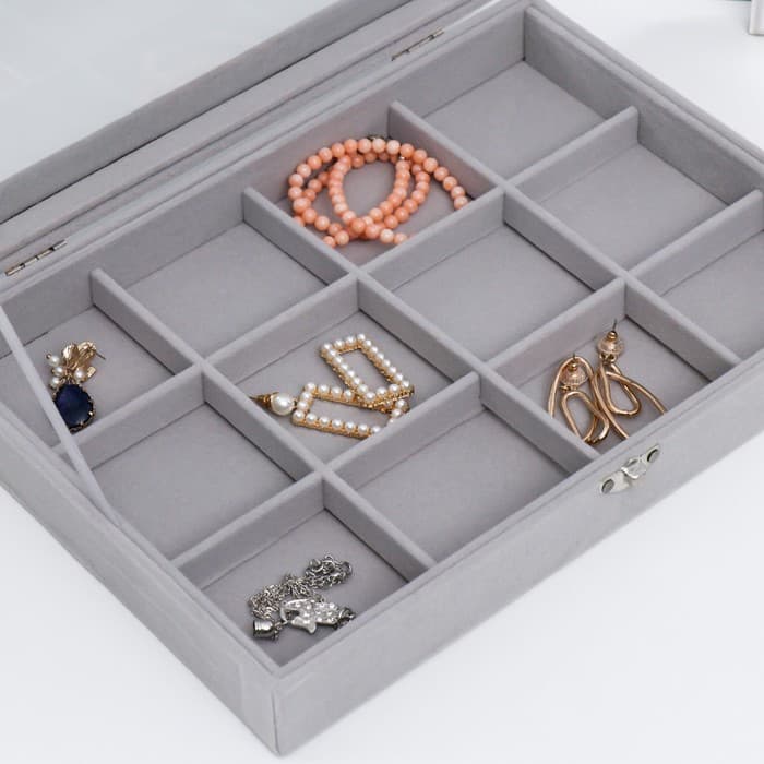 Шкатулка для браслетов «Серый туман», бархат, 5×20×28 см