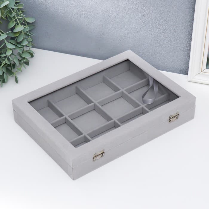 Шкатулка для браслетов «Серый туман», бархат, 5×20×28 см