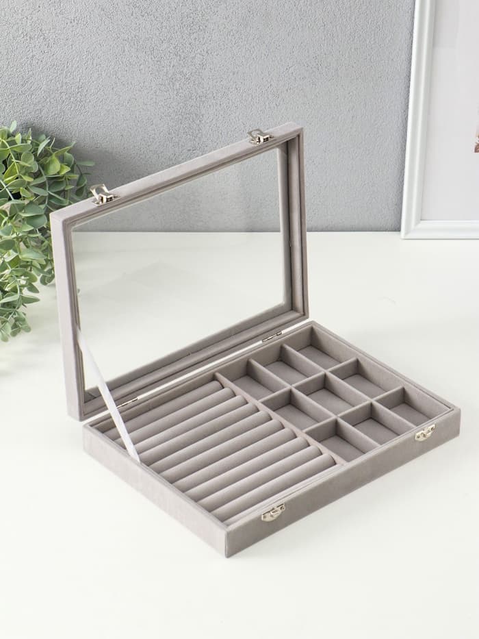 Шкатулка для украшений «Серый туман», бархат, с замком, 5×20×28 см