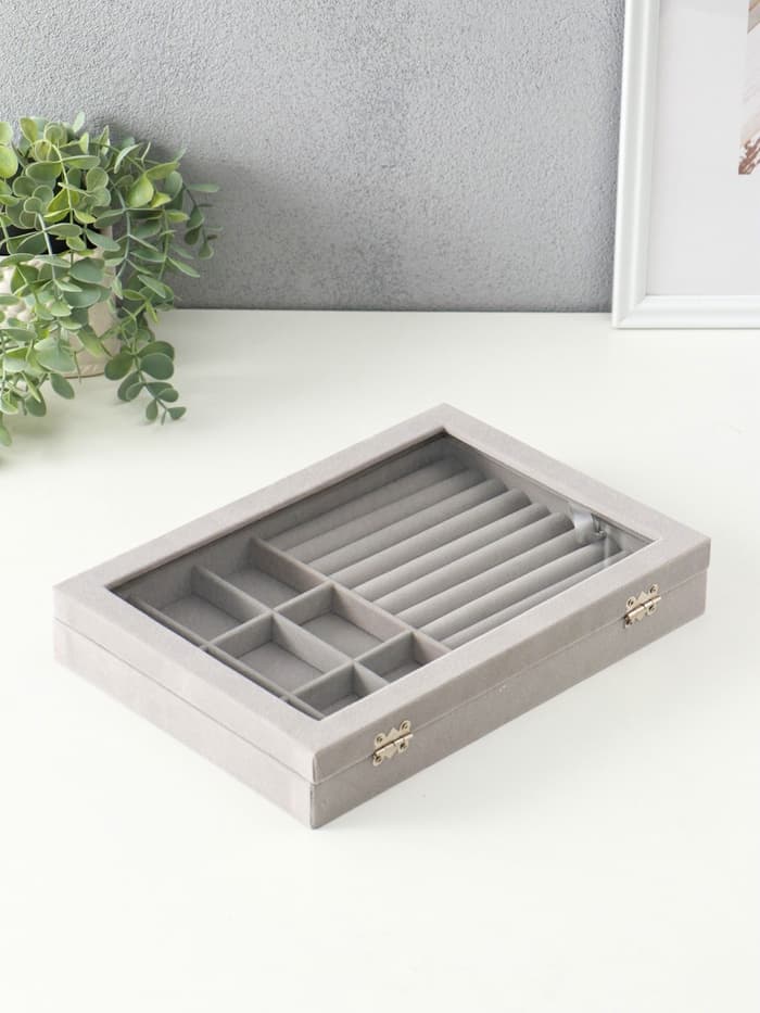 Шкатулка для украшений «Серый туман», бархат, с замком, 5×20×28 см