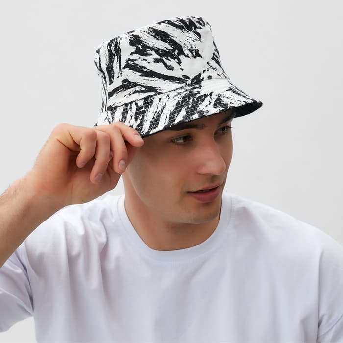 Панама женская MINAKU Tie-dye, черно-белая, размер 56-58