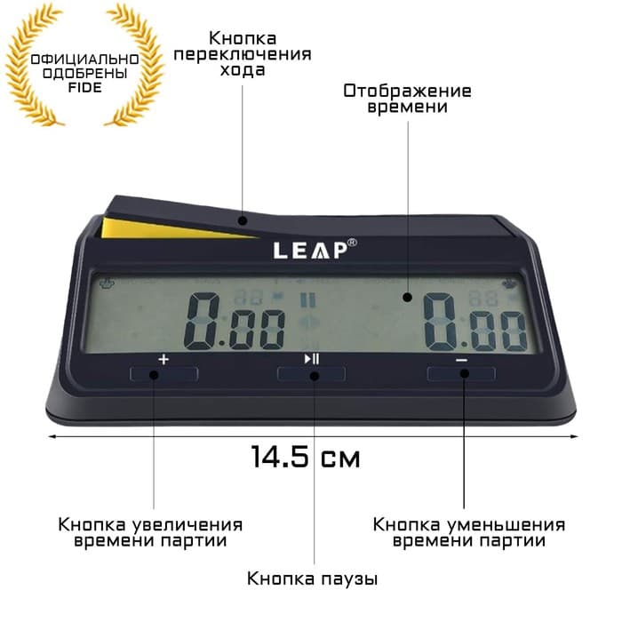 Электронные шахматные часы LEAP FIDE PQ9917, пластик, точность хода