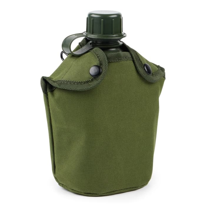 Фляжка армейская походная Adventure, 1 л, для воды, с котелком, пластиковая, зелёная