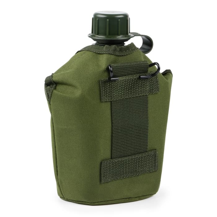 Фляжка армейская походная Adventure, 1 л, для воды, с котелком, пластиковая, зелёная