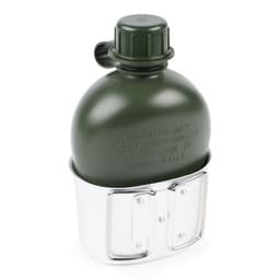 Фляжка армейская походная Adventure, 1 л, для воды, с котелком, пластиковая, зелёная