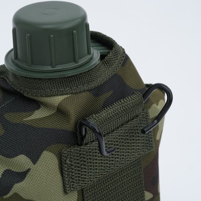 Фляжка армейская походная Adventure, 1 л, для воды, с котелком, пластиковая, зелёная