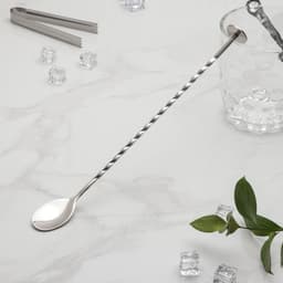 Ложка барная с мадлером из нержавеющей стали, длина 32 см, серебристая