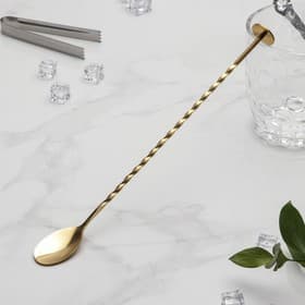 Ложка барная с мадлером из нержавеющей стали, длина 32 см, золотистая