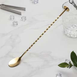 Ложка барная с мадлером из нержавеющей стали, длина 32 см, золотистая