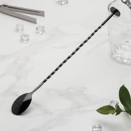 Ложка барная с мадлером из нержавеющей стали, длина 32 см, чёрная