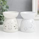 Аромалампа для эфирных масел «Кружево цветочное», керамика, белый, 8×6.5×6 см, МИКС