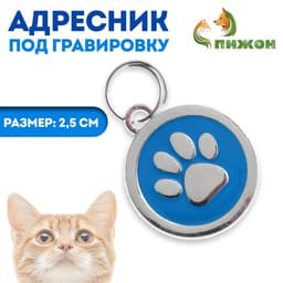 Адресник под гравировку «Лапа», 2.5 см, металл, голубой