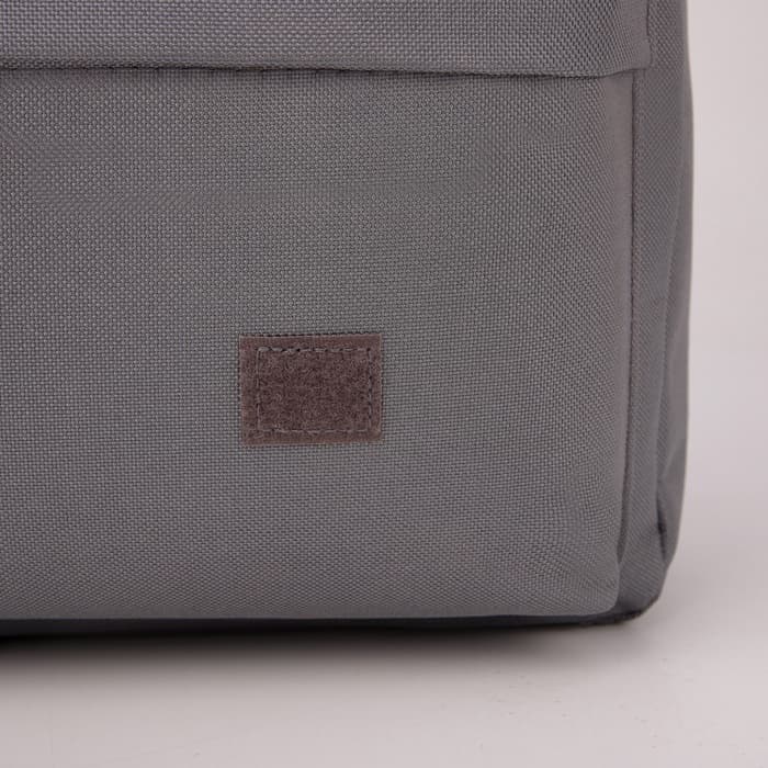 Рюкзак школьный текстильный «Значки», 37×33×17 см, с липучками, серый