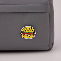 Рюкзак школьный текстильный «Значки», 37×33×17 см, с липучками, серый