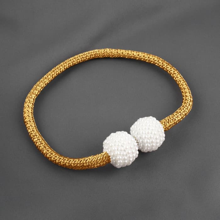 Подхват для штор «Шарики из бисера», d=3×40 см, цвет белый, золотой