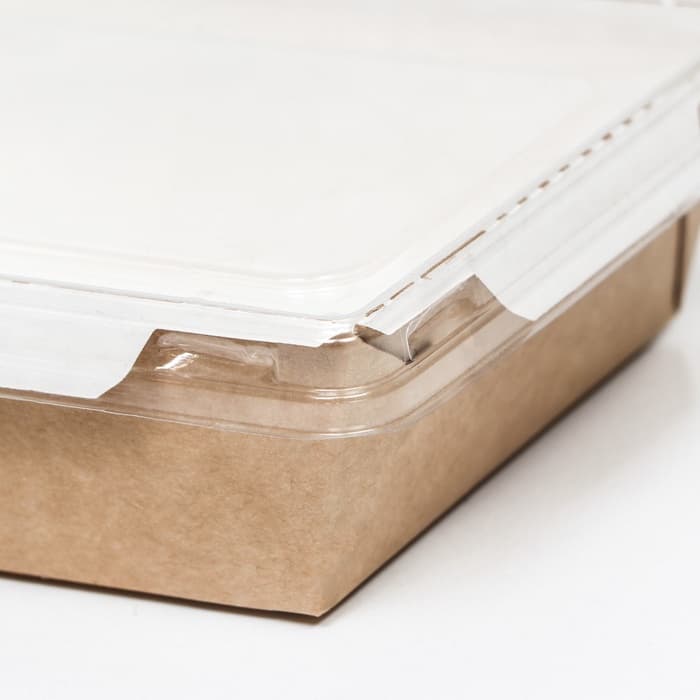 Салатник одноразовый, контейнер с прозрачной крышкой, крафт, 0.5 л, 16×12×4.5 см