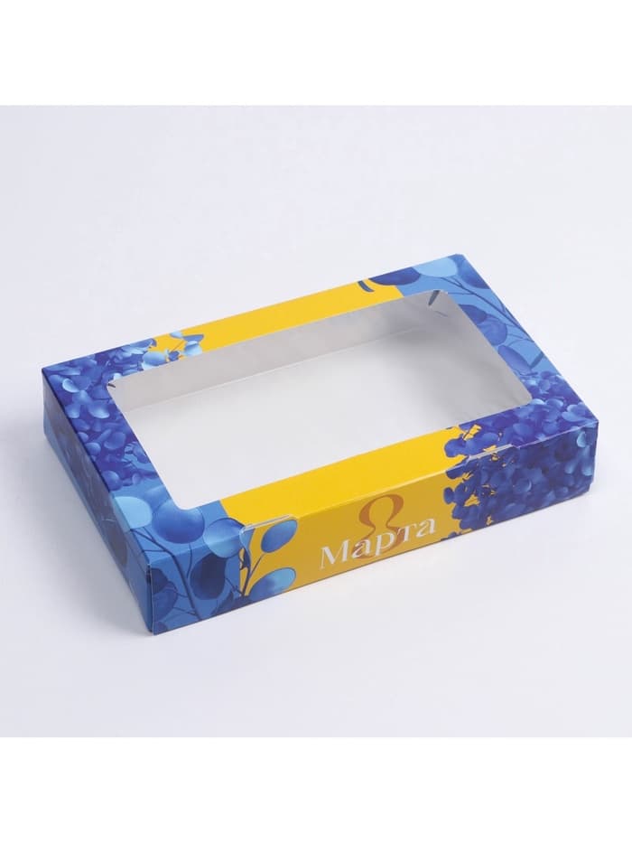 Кондитерская упаковка, коробка с ламинацией «8 марта», 20×12×4 см