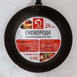 Сковорода Доляна Promo, d=24 см, h=4 см, пластиковая ручка, антипригарное покрытие, алюминий, бордовая