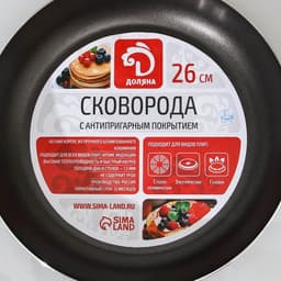 Сковорода Доляна Promo, d=26 см, h=4.5 см, пластиковая ручка, антипригарное покрытие, алюминий, бордовая