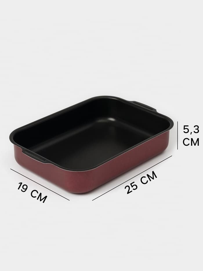 Противень Доляна Promo, 19×25 см, h=5.5 см, антипригарное покрытие, бордовый