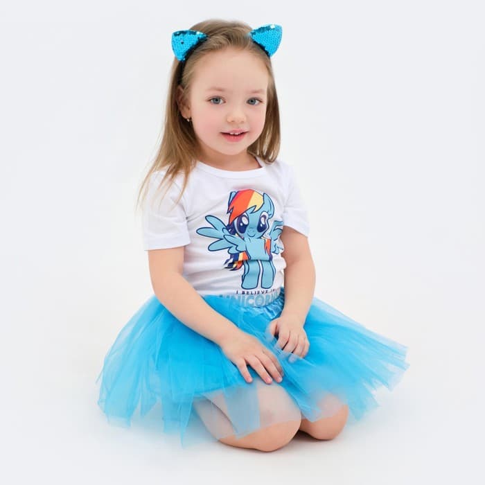 Набор для девочки (ободок и юбка-пачка) «Радуга», размер 30 (98-104 см), голубой