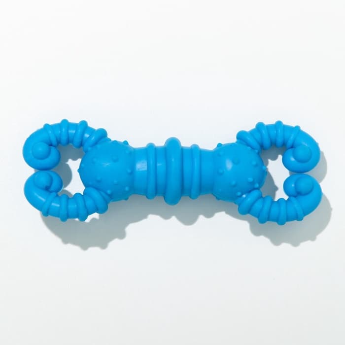 Игрушка для собак резиновая «Гантель-крабы», TPR, 11.5×2 см, голубая