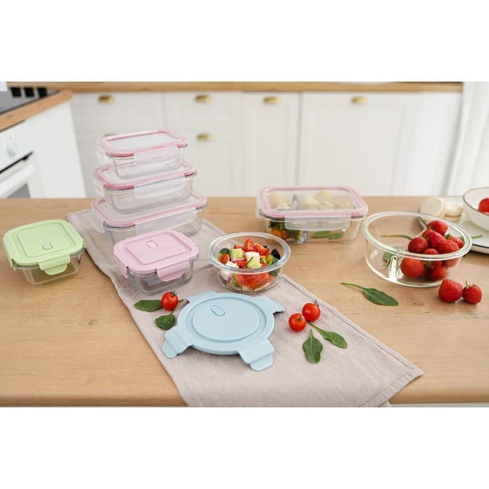 Контейнер Доляна Cook and Freeze, 300 мл, 12×6 см, с крышкой, жаропрочное стекло, МИКС