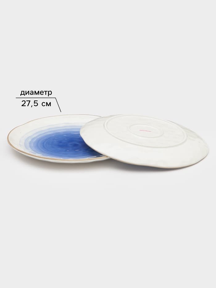 Набор посуды Доляна «Космос», 16 предметов: 4 тарелки d=21 см, 4 тарелки d=27.5 см, 4 миски d=13 см, 4 кружки 400 мл, фарфор, белый, синий