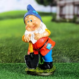 Садовая фигура из полистоуна «Гном-садовод с лопатой», 13×13×29 см
