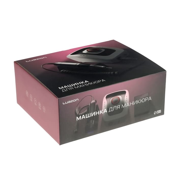 Аппарат для маникюра Luazon LMH-06, 6 насадок, 30 Вт, до 35000 об/мин, черно-белый