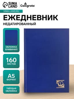 Ежедневник недатированный А5, 160 листов, обложка бумвинил, синий