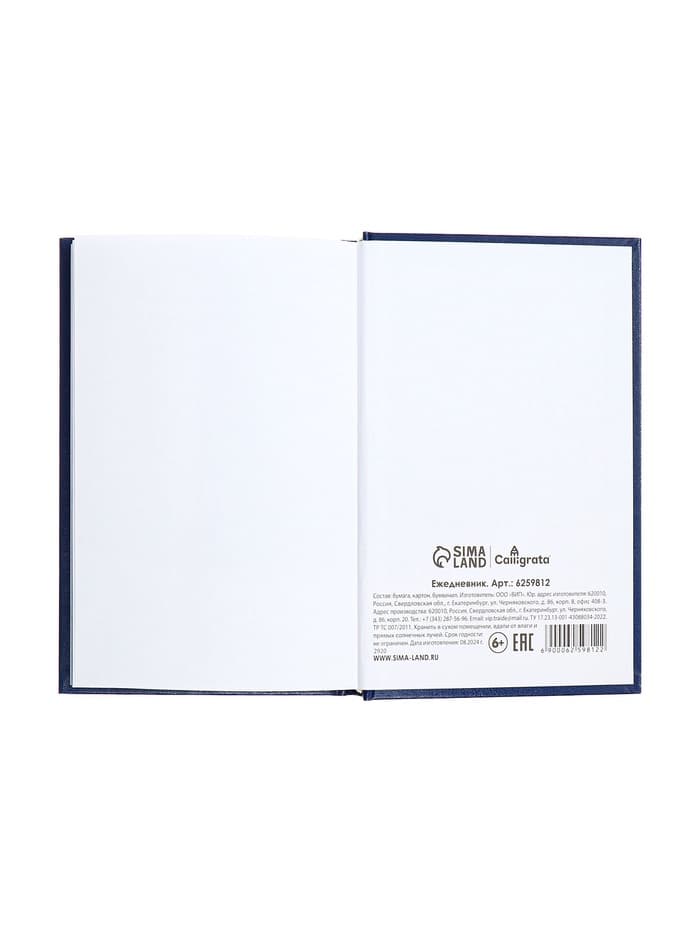 Ежедневник недатированный А5, 160 листов, обложка бумвинил, синий