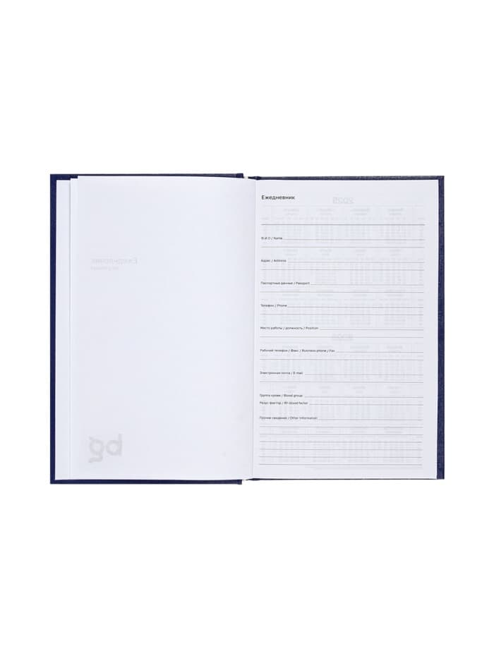 Ежедневник недатированный А5, 160 листов, обложка бумвинил, синий